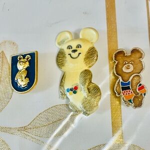 VTG lot Russian 1980 Moscow Russia Olympic Game XXII Misha Bear  Pin BADGES USSR